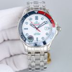 Swiss Copy Omega Commander's 007 James Bond White Dial Seamaster Diver 300m Steel Watch 